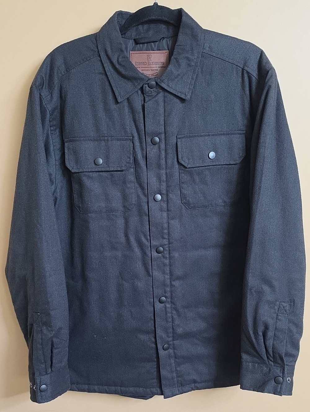 Men's Black Snap-Front Lightweight Shirt Jacket